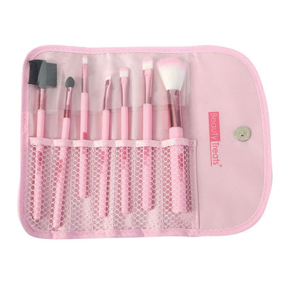 BEAUTY TREATS JUEGO DE CEPILLOS DE 7 PIEZAS EN ESTUCHE - ORO ROSA