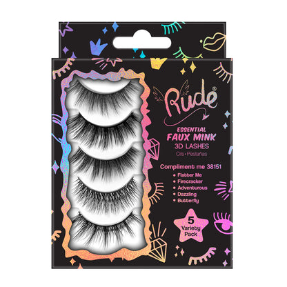 Rude Essential Faux Mink 3D Lashes 5 Multi-Pack