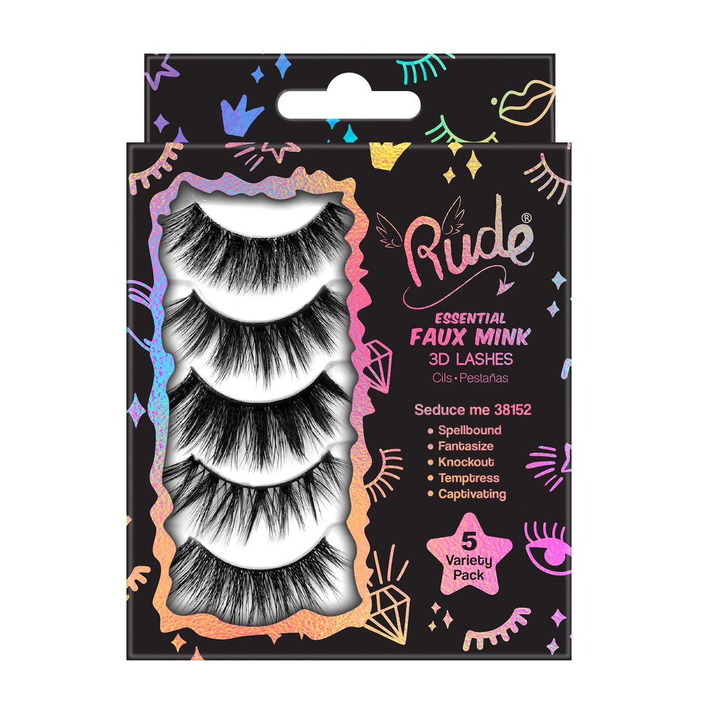 Rude Essential Faux Mink 3D Lashes 5 Multi-Pack