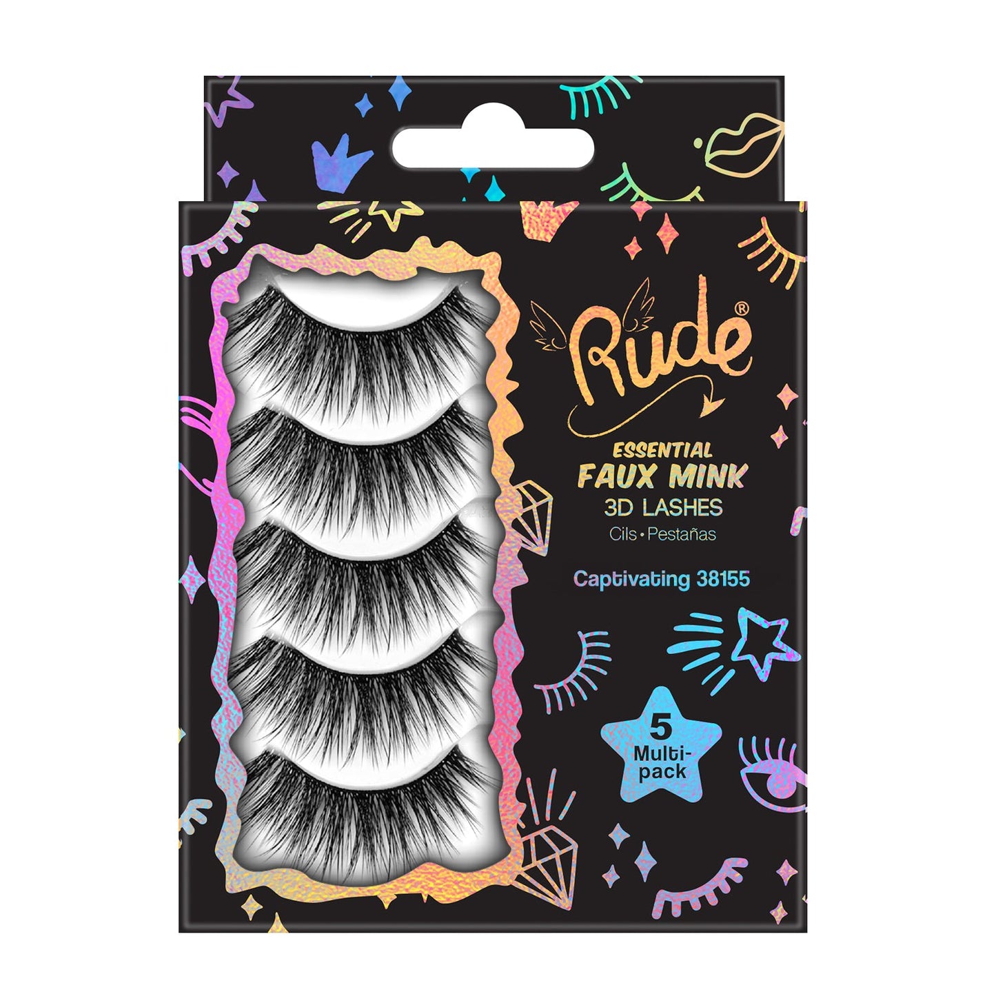 Rude Essential Faux Mink 3D Lashes 5 Multi-Pack