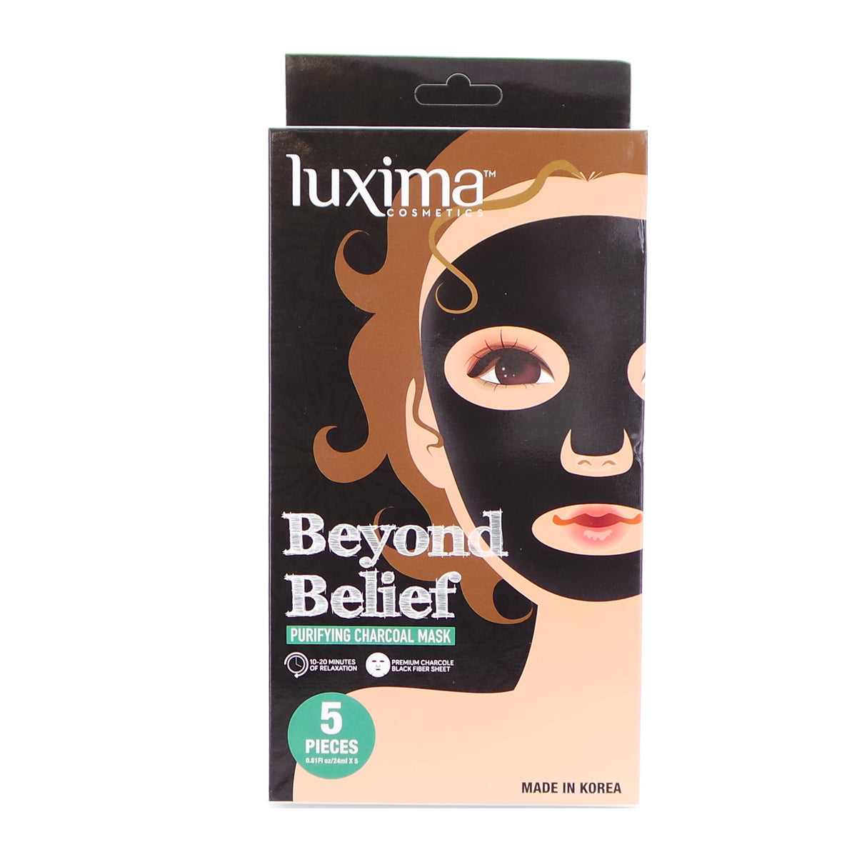 LUXIMA Beyond Belief Mascarilla purificante de carbón, paquete de 5