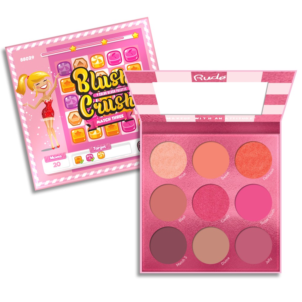 Paleta de rubores de 9 colores RUDE Blush Crush - Match Three