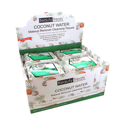 BEAUTY TREATS Juego de pañuelos de limpieza desmaquillantes de agua de coco, 12 piezas