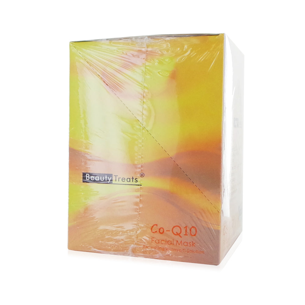 BEAUTY TREATS Mascarilla Facial Solución Refrescante de Vitamina C - Co-Q10 - Caja Expositor 24 Piezas