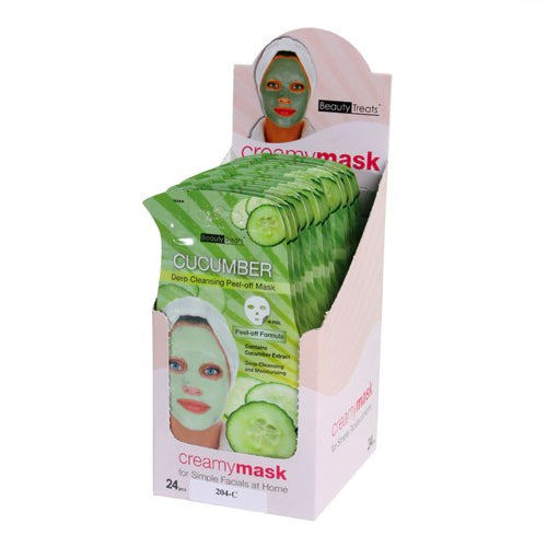 BEAUTY TREATS Mascarilla Peel-Off de Limpieza Profunda de Pepino - Caja Expositora 24 Piezas