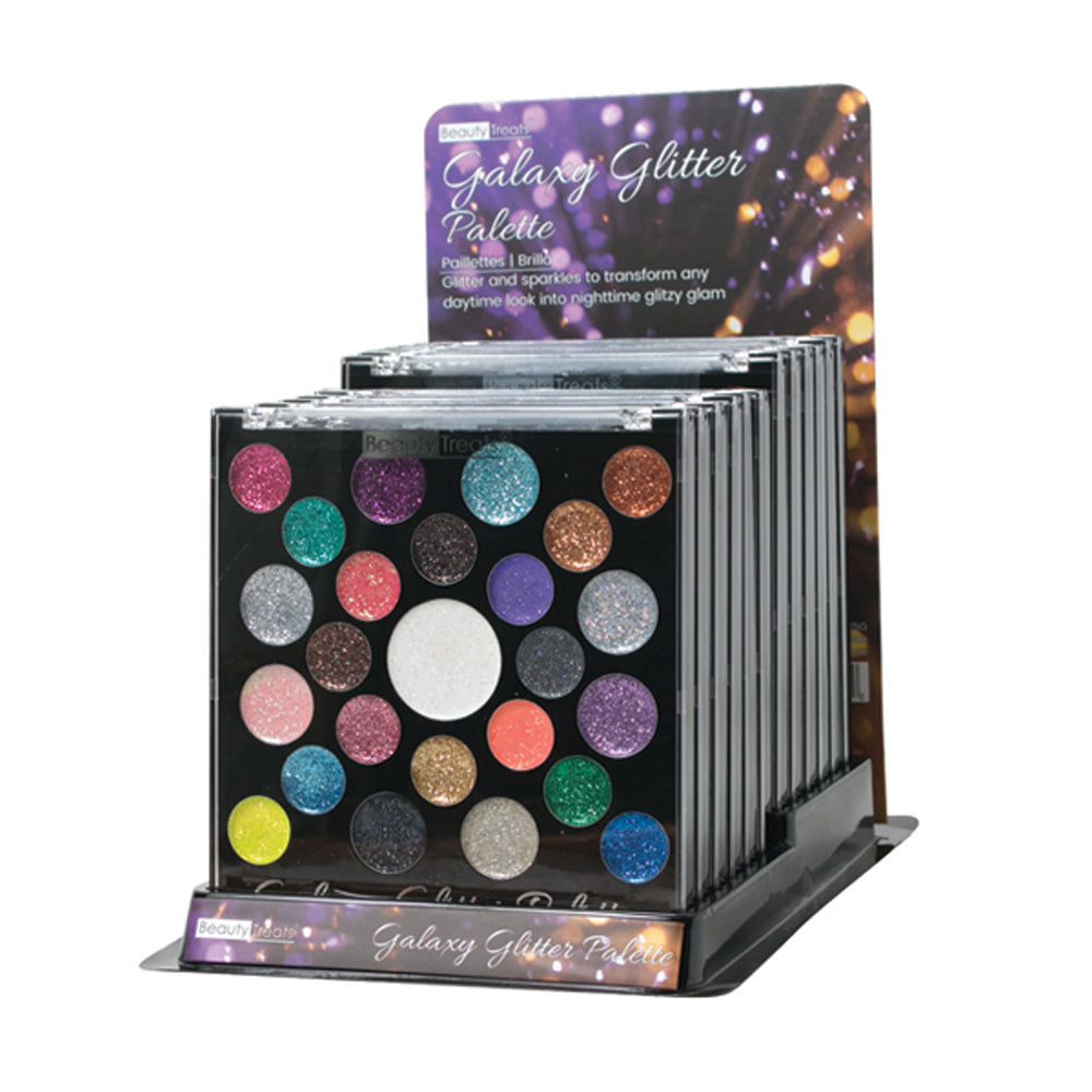 BEAUTY TREATS Galaxy Glitter Palette Display Set, 12 Pieces