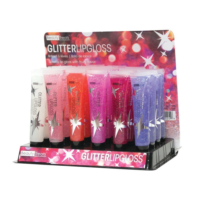 BEAUTY TREATS Glitter Lip Gloss Display Set, 24 Pieces