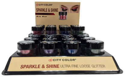 CITY COLOR Juego de vitrinas con purpurina suelta Sparkle &amp; Shine, 24 piezas