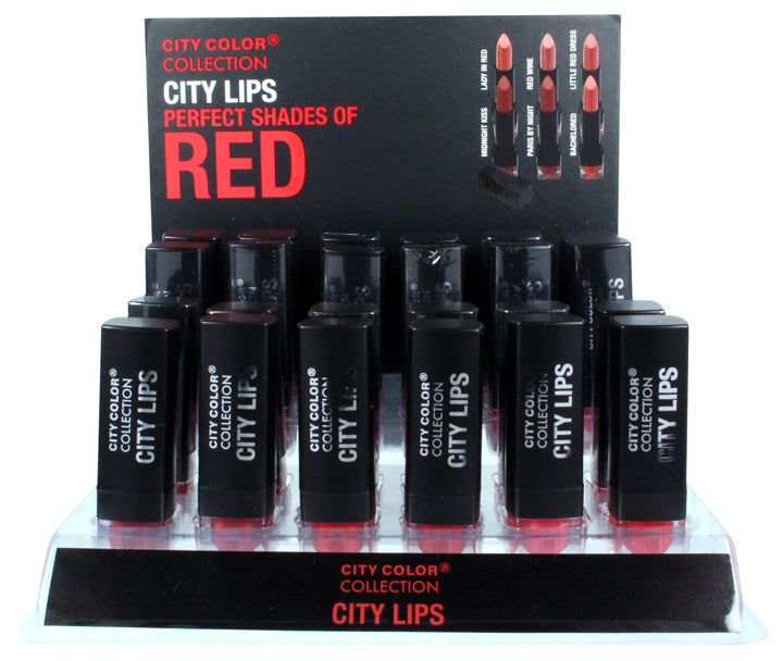 CITY COLOR Lápiz labial City Chic Estuche Expositor Rojo Set 24 Piezas - L0008