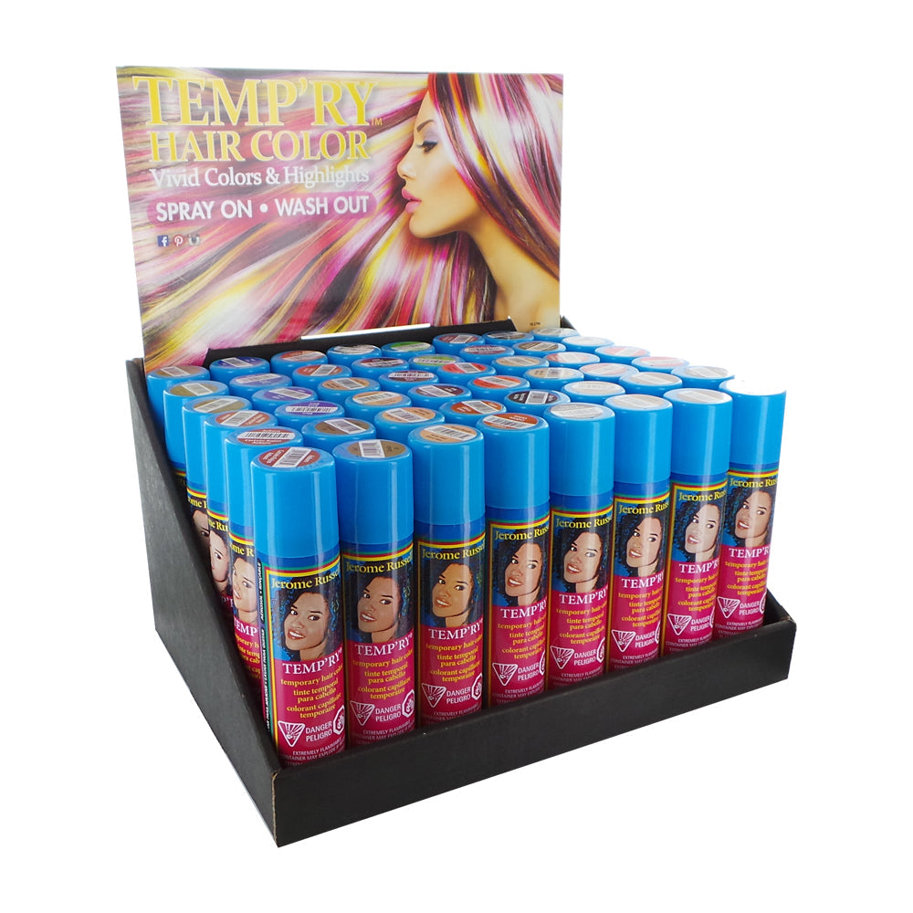 JEROME RUSSELL Temp'ry Hair Color Spray Display Set - 48 piezas