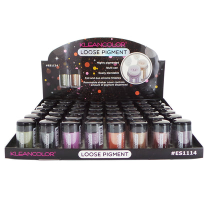 KLEANCOLOR Loose Pigment Eyeshadow ES1114 Display Set, 48 Pieces