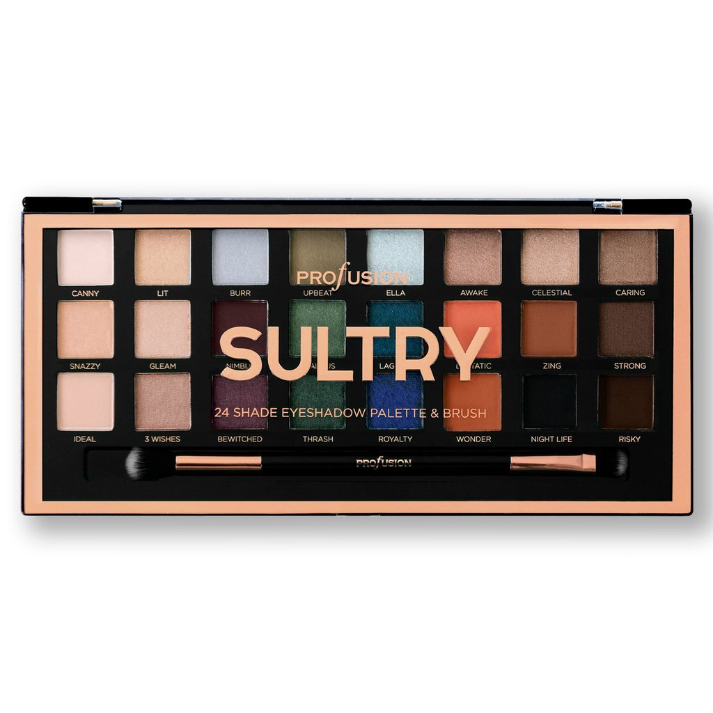 PROFUSION Paleta de sombras de ojos y brocha Sultry de 24 tonos