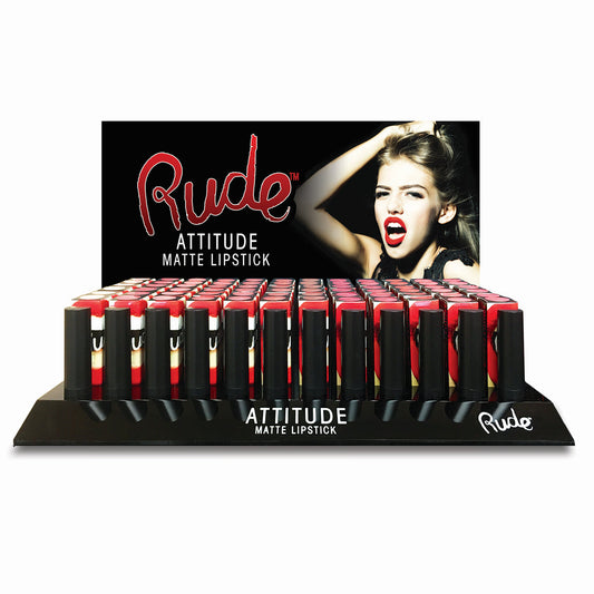 RUDE Attitude Matte Lipstick Acrylic Display Set A, 144 piezas + 12 probadores