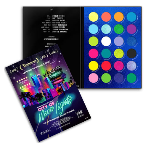 RUDE City of Neon Lights - Paleta de 24 pigmentos vibrantes y sombras de ojos