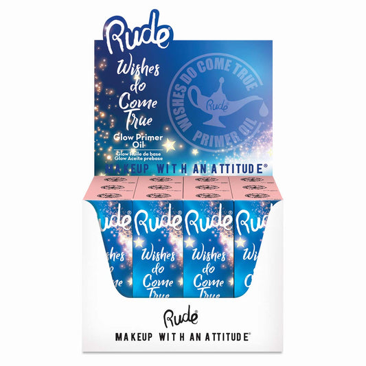 RUDE Wishes Do Come True Glow Primer Oil - Oro rosa, juego de exhibición, 12 piezas