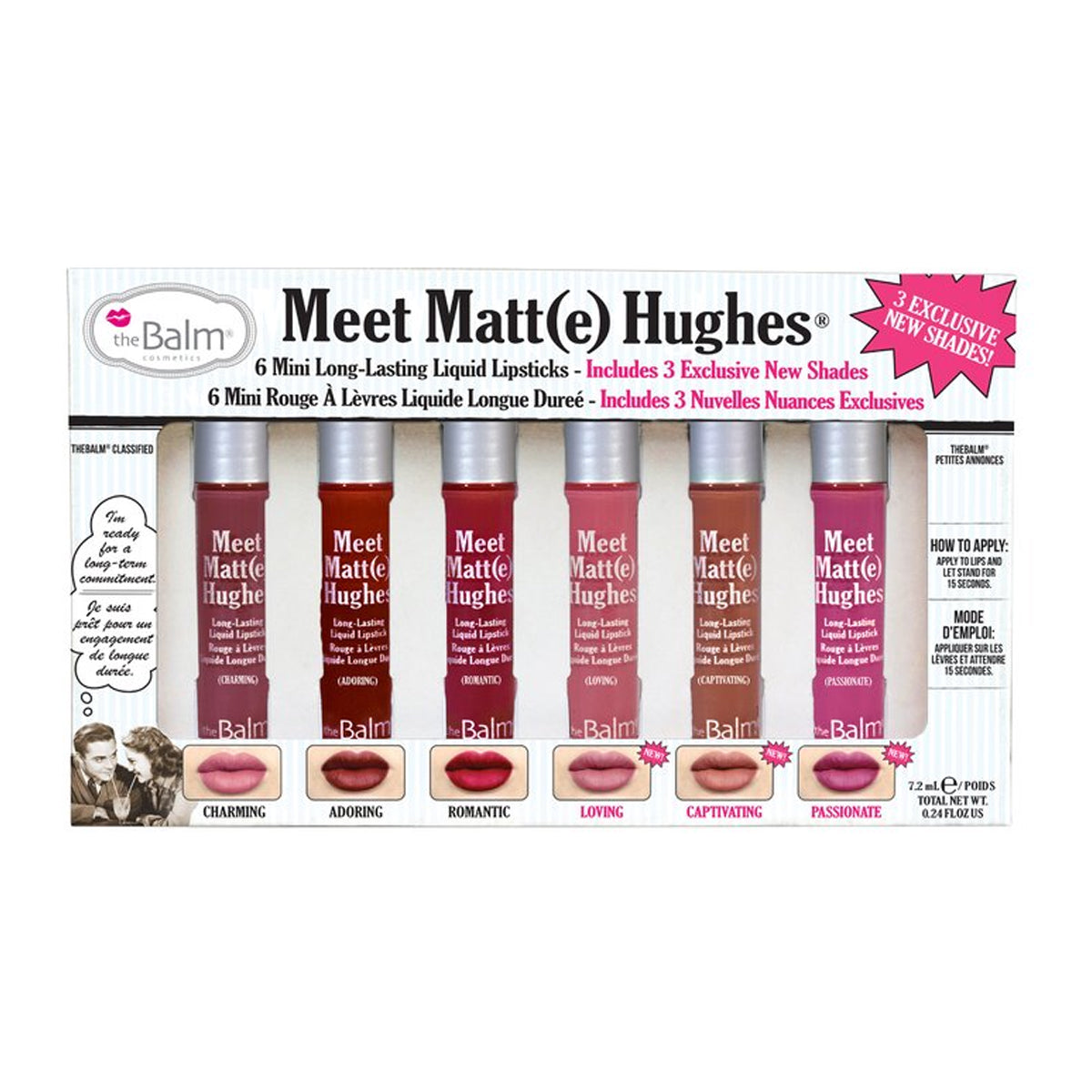 theBalm Meet Matte Hughes Juego de 6 mini barras de labios líquidas de larga duración Volumen 3