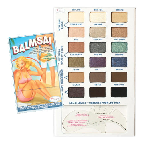 theBalm Balmsai Paleta de sombras de ojos y cejas con plantillas moldeadoras - 18 colores