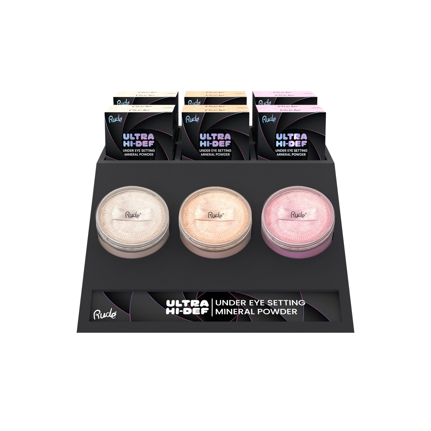 RUDE UHD Under Eye Setting Mineral Powder Display Set