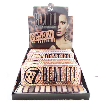 W7 BEAT IT Juego de exhibición de paleta de colores de ojos Natural Nudes, 6 piezas más probador de exhibición