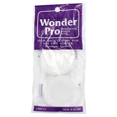 Wonder Pro Satin Back Cotton Puff para polvos faciales - 3 piezas