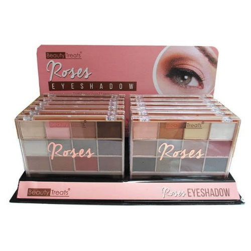 BEAUTY TREATS Roses Eyeshadow Palette Display Case Set 12 Pieces