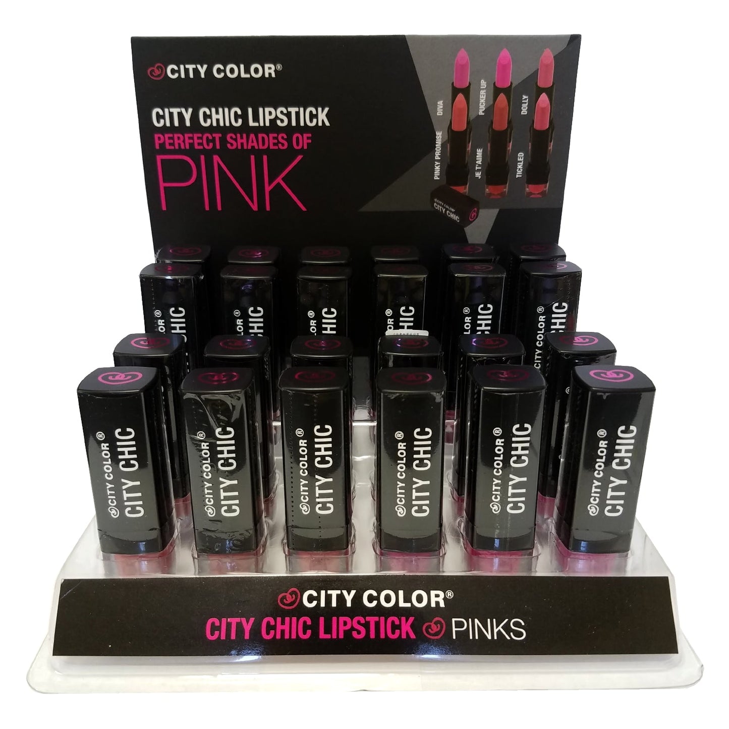 CITY COLOR City Chic Lipstick Pinks EXPOSITOR 24 Piezas - L0008B