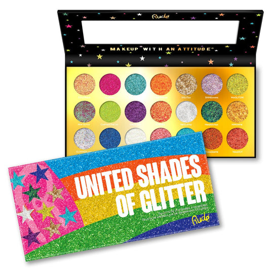 RUDE United Shades of Glitter - Paleta de 21 purpurinas prensadas