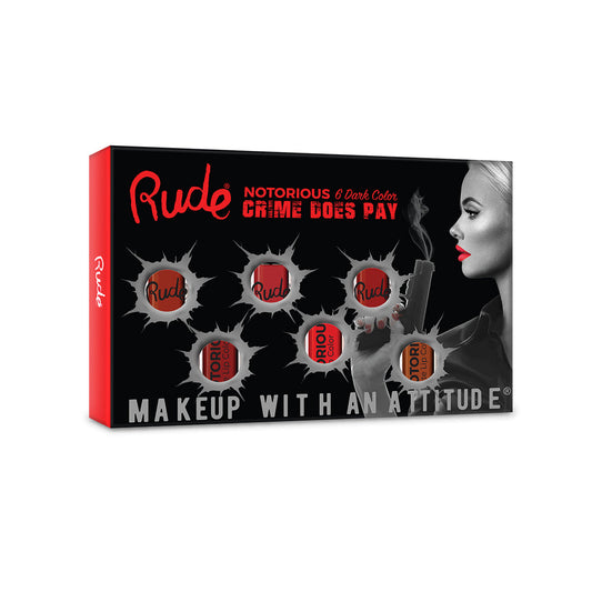 RUDE Crime Does Pay 6 Notorious juego de color de labios líquido - Oscuro