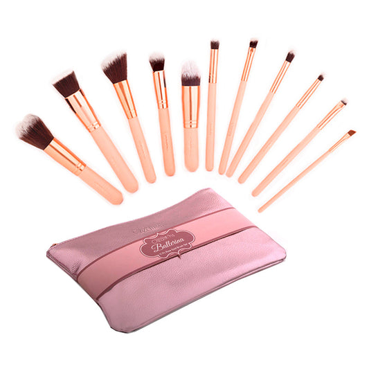 BEAUTY CREACIONES Ballerina Rose Gold Juego de brochas de oro rosa de 11 piezas