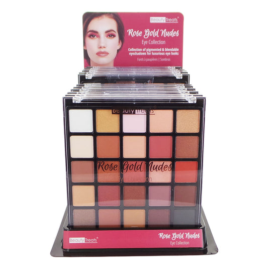 BEAUTY TREATS Rose Gold Nudes Eye Collection Palette Display Set, 12 Pieces