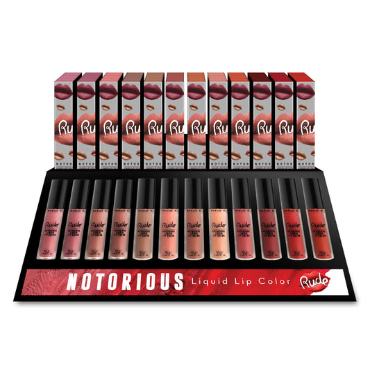 RUDE Notorious Liquid Lip Color Display Set A, 144 pcs