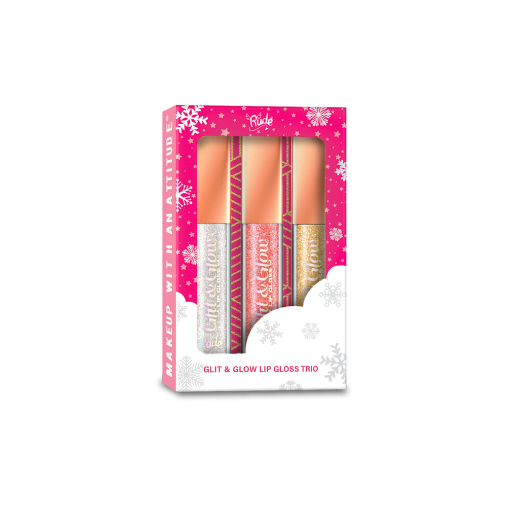 RUDE Glit & Glow Lip Gloss Trio