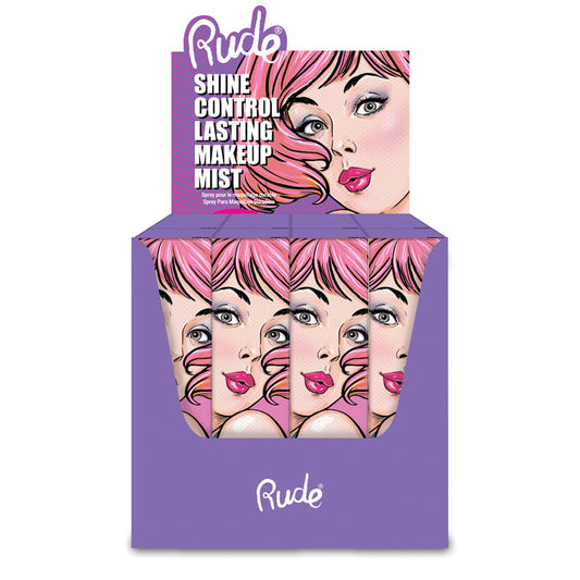 RUDE Set de exhibición de niebla de maquillaje duradera Shine Control, 12 piezas