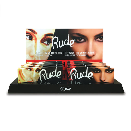 RUDE Highlighting Shimmer & Sculpting Contour Trio Acrylic Display Set, 24 Pieces