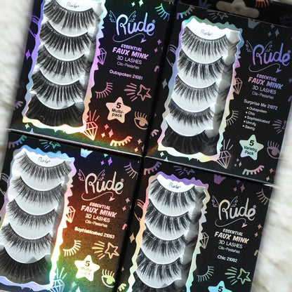 Rude Essential Faux Mink 3D Lashes 5 Multi-Pack